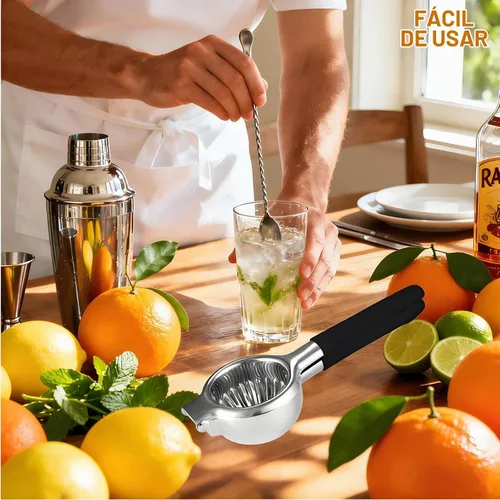Vista 7 de Exprimidor de limón de acero inoxidable, exprimidor manual de cítricos XL Non-Slip Silicone Handles, 304 Grade Steel Large Manual Citrus Press