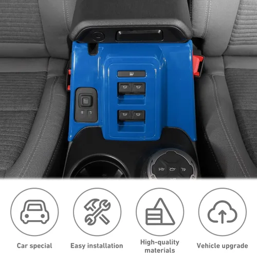 Vista 3 de Cubierta del panel de control de la caja de cambios de la consola central para Ford Bronco 2021 + 4 puertas (ABS, 1 unidad, azul)