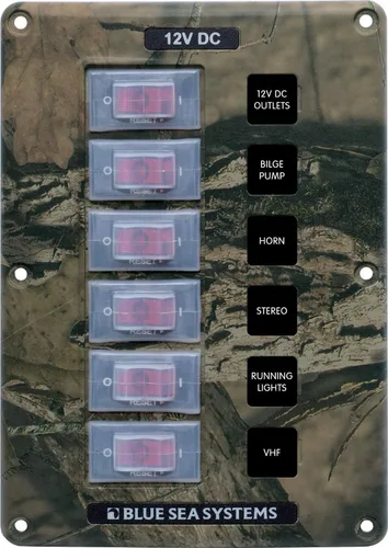 Vista 7 de Blue Sea Systems 4320 Panel de interruptores de disyuntor resistente al agua, gris, 4 posiciones