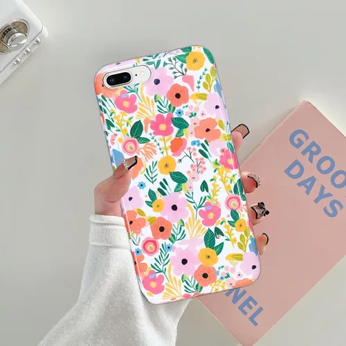 Vista 6 de J.west Funda para iPhone 8 Plus, iPhone 7 Plus 5.5, suave, a prueba de golpes, bonita funda protectora floral para mujer, diseño de flores