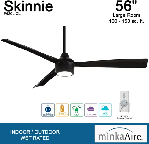 Vista 7 de Minka-Aire F626L-CL Skinnie Ventilador de techo de 56" con luz LED integrada en acabado carbón