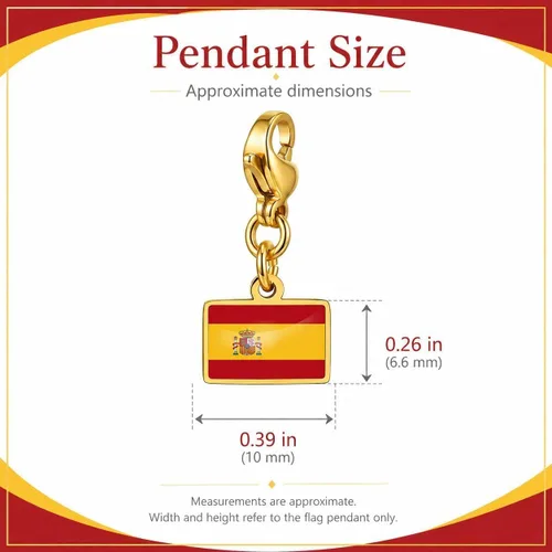 Vista 6 de Mini Country Flag Keychain Charm Collectible Travel Souvenir Keyring España