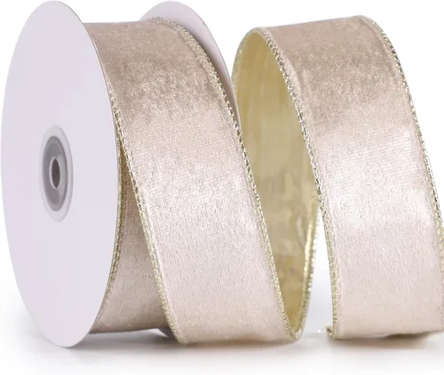 Vista 10 de Cinta metálica de terciopelo negro y dorado, 2.5 pulgadas x 10