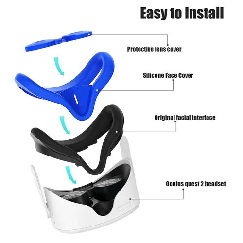 Vista 5 de Cubierta de agarre para control de realidad virtual, cubierta de silicona para la cara, protector antitiro con correas ajustables, funda de mango