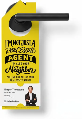 Vista 8 de Market Dwellings Perchas de puerta de bienes raíces para agentes – "I'm Not Just a Real Estate Agent, I'm Also Your Neighbor" – Perchas de puerta
