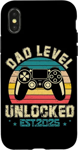 Vista 5 de iPhone XR Dad Level Unlocked EST.2025 Retro Style Case
