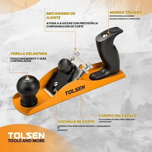 Vista 6 de TOLSEN Cepilladora de madera de banco de mano con cuchilla para trabajar la madera lisa afeitadora