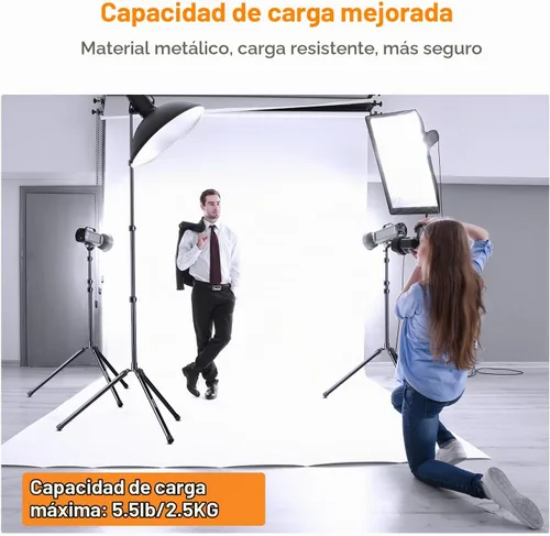 Vista 5 de K&F CONCEPT Soporte de luz de 79 pulgadas/6.6 ft, trípode de fotografía de estudio, resistente para estudio, luz rápida, reflector, flash, softbox