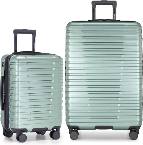 Vista 53 de U.S. Traveler Boren - Maleta de viaje extensible rígida con 8 ruedas giratorias, color negro, juego de 2 piezas