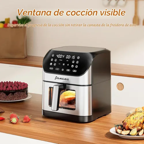 Vista 7 de Panana Freidora de aire de 8.5 cuartos para comidas rápidas y fáciles, freidora de aire compacta con 10 funciones preestablecidas, freidora de aire