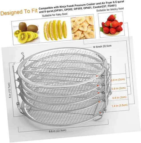 Vista 5 de Cabilock Estante de accesorios para freidora de aire de acero inoxidable de 5 capas, deshidratador, soporte para cocina, compatible con parrilla