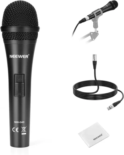 Vista 9 de NEEWER DM01 Micrófono dinámico cardioide con cable XLR para podcast, PC, juegos, transmisión, voz de estudio, discursos, actuaciones en vivo, 600Ω
