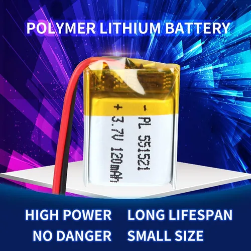 Vista 4 de Batería de 3.7V 120mAh 551521 Polímero de Litio Ion Recargable Li-ion Li-Po con Conector 2P PH 2.0mm Pitch