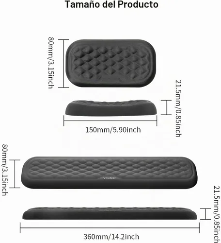 Vista 6 de Vaydeer Reposamuñecas para teclado y mouse, juego de almohadillas ergonómicas de soporte de muñeca para computadora, cojín de brazo de espuma