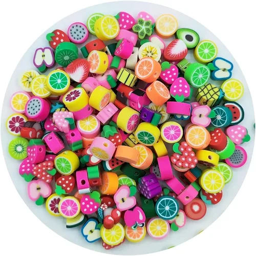 Vista 11 de 200 cuentas de arcilla polimérica de flores, cuentas espaciadoras de flores mixtas para hacer pulseras, collares, joyas