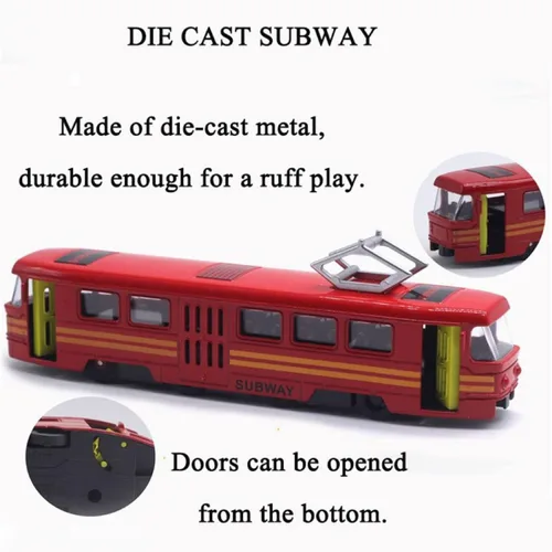 Vista 5 de OTONOPI Juego de Tren de Juguete Tren de Metro Bala Tren de Alta Velocidad Locomotora Motor Coche Modelo de Metal para Niños Paquete de 4