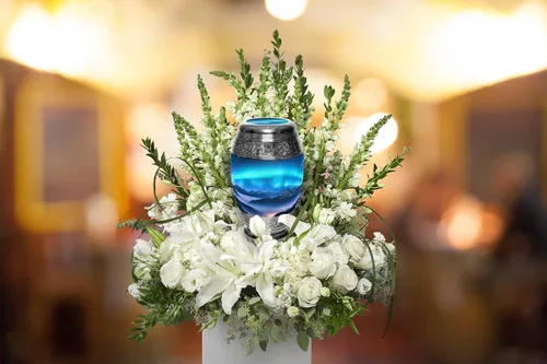 Vista 2 de Commemorative Cremation Urns Urnas de cremación personalizadas decorativas hechas a mano para mujeres (aurora boreal extragrandes)
