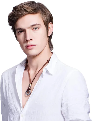 Vista 6 de FIBO STEEL Collar de aleación con colgante de vinatge para hombre, cadena de cuero ajustable