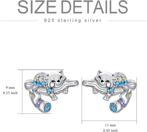Vista 6 de RJK Aretes de plata de ley con forma de animal para mujer regalos de Navidad cumpleaños joyería hipoalergénica para mujer
