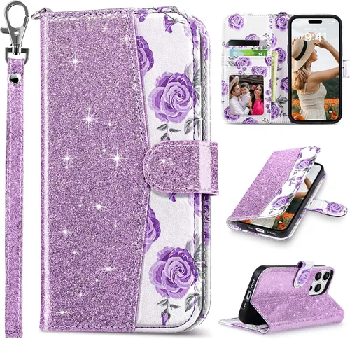 Vista 17 de ULAK Compatible con iPhone 14 Funda Cartera para Mujeres, Cubierta Plegable de Cuero PU Premium con Portador de Tarjetas, Función de Soporte Funda