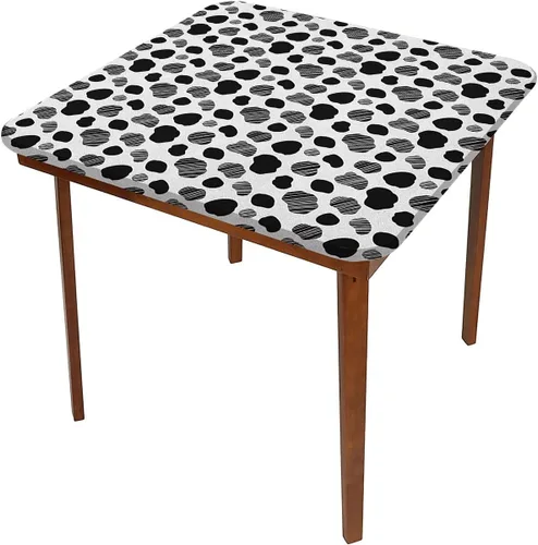 Vista 3 de Mantel cuadrado con estampado de vaca, puntos a rayas blancas y negras con estilo abstracto, para mesa de comedor cuadrada, se adapta a mesas de 24
