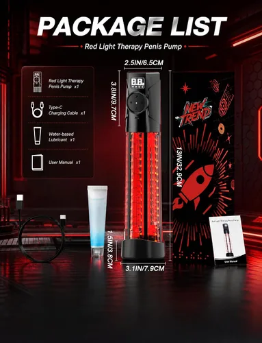 Vista 7 de Electric Red Light Vacuum Penis Pump Enlarge Training Upgraded 72 LEDs