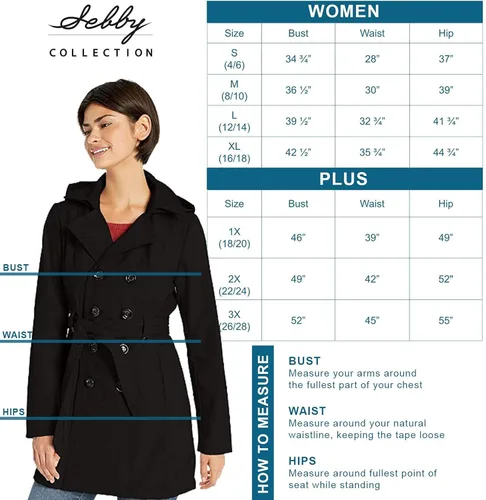 Vista 5 de Sebby Collection - Gabardina resistente con revestimiento suave, impermeable, para mujer con capucha desmontable.