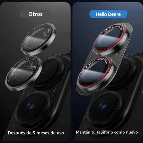Vista 4 de HelloDeere - Protector de lente de cámara de vidrio templado de alta alúmina 9H para iPhone 17, grado militar, inastillable con fuerte absorción