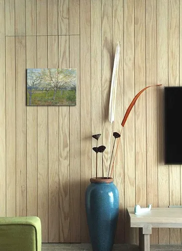 Vista 2 de Wieco Art Huerto con árboles de albaricoque en flor, impresión en lienzo, arte clásico de paisaje floral de Van Gogh, arte de pared moderno y famoso