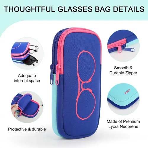 Vista 4 de KKP by MYTAGALONGS - Funda doble para lentes de sol, fundas para iPhone con 2 compartimentos