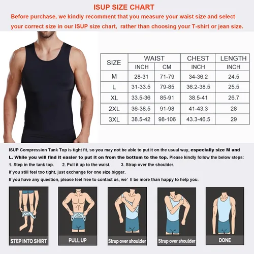Vista 5 de Mens Slimming Body Shaper Compression Tank Top Undershirt Shapewear