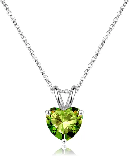 Vista 22 de SMILEST Dainty Heart Birthstone Necklace for Women, 925 Sterling Silver 01-enero-granate rojo