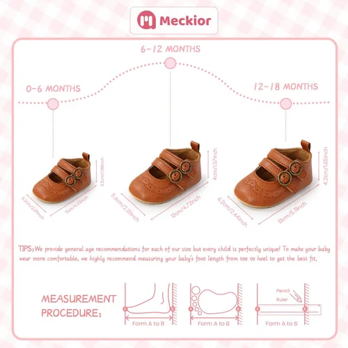 Vista 6 de Meckior Zapatos deportivos para bebé y niñas, suela suave, con lazo, princesa, vestido de boda, Mary Jane, planos, para recién nacidos, ligeros