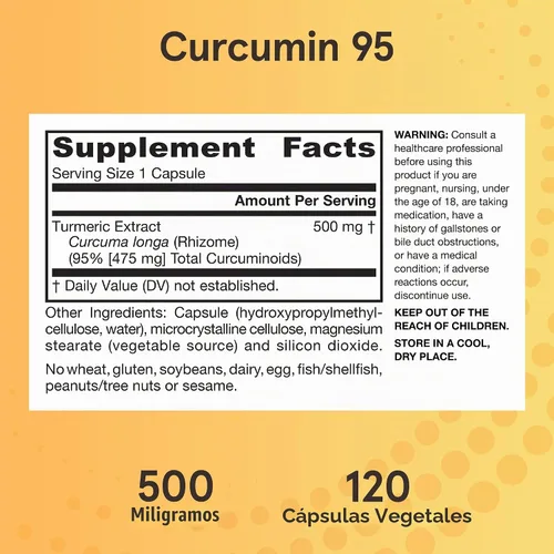 Vista 6 de Curcumin 95 de Jarrow Formulas, CUR120, 1, 1 500 mg, antioxidante y apoyo articular, estandarizado a la curcumina, apoyo contra radicales libres