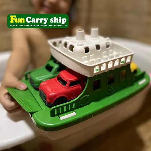 Vista 7 de Barco Ferry con 4 Coches y 4 Juguetes de Baño de Cuerda, Juguete de Baño para Niños Vehículo Flotante Ballenas Submarinos Cisnes Cohetes, Conjunto