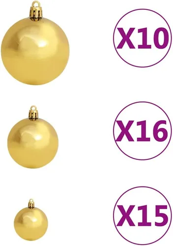 Vista 9 de 6.5ft Pre-Lit Artificial Christmas Tree with 250 LED Lights, Hinged PVC Branches, Metal Stand, and Decorative Balls for Indoor Holiday Decor Verde