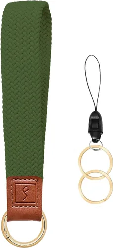 Vista 13 de Fishent Llavero elástico, bonito llavero de pulsera, cordón de muñeca tejido mejorado para llaves, llaveros para mujeres y hombres, llaves