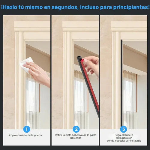 Vista 7 de Cinta de sellado de clima de silicona en forma de D, sello de puerta autoadhesivo de 23 pies, se ajusta a espacios de hasta 1/8" a 1/4", para marco