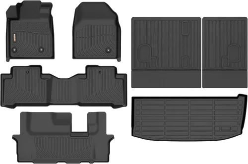 Vista 29 de Alfombrillas para todo tipo de clima y forro de carga para Volkswagen Atlas 2018-2026 (asientos de 6 pasajeros), juego completo de 3 filas