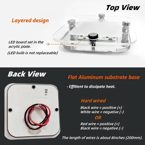 Vista 5 de Dream Lighting luz LED 12 V con plafón transparente para remolque, barco y caravana, iluminación interior, color blanco cálido.