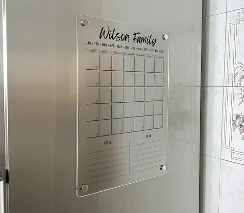 Vista 7 de Planificador familiar magnético acrílico Calendario magnético personalizado 2026 Calendario de pared mensual y semanal 2026 con marcador