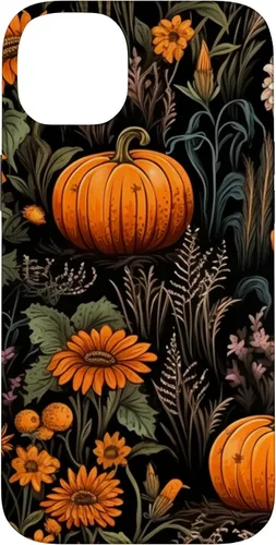 Vista 15 de iPhone 16 Autumn Flower Fall Halloween Spooky Pumpkin Floral Themed Case