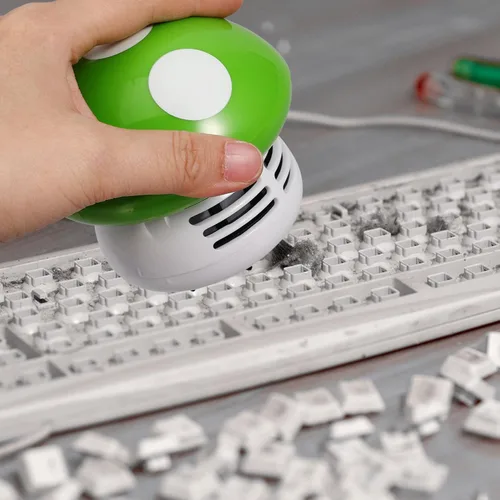Vista 5 de Aspirador de escritorio de hongos Aspirador de escritorio Mini en forma de hongo Aspirador de polvo de mesa Aspirador de esquina portátil Pequeña