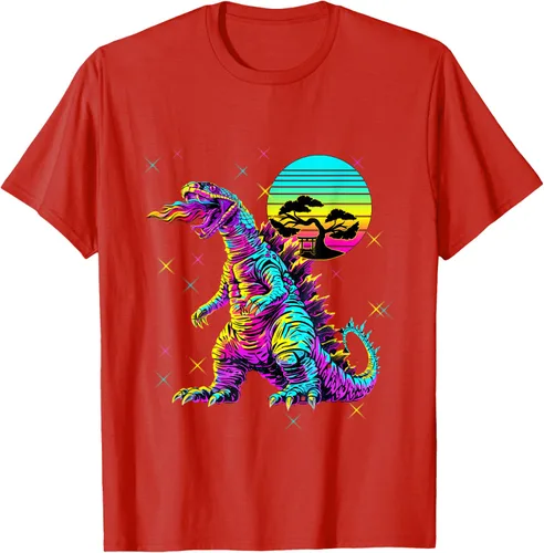 Vista 48 de Cool Streetwear synthwave 80s 90s retro anime snakezilla camiseta, Negro