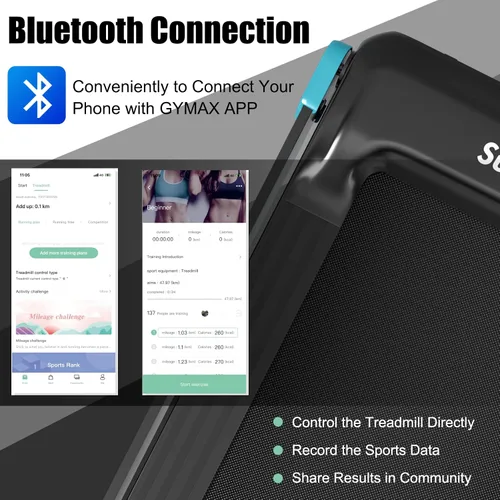 Vista 4 de Goplus Caminadora plegable, cinta de correr compacta superfit con control de aplicación, altavoz de dientes azules, 12 programas preestablecidos