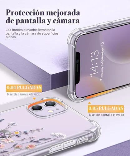 Vista 5 de GVIEWIN - Funda para iPhone 11 con protector de pantalla + protector de lente de cámara, cubierta protectora transparente suave de poliuretano