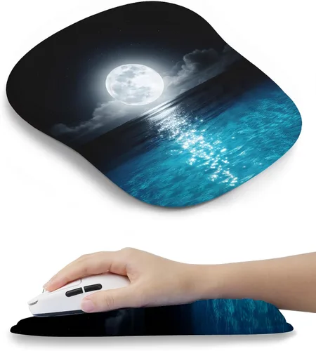 Vista 12 de Alfombrilla de mouse ergonómica con bonito diseño de gato negro, para aliviar el dolor del túnel carpiano, área de mouse 65% utilizable