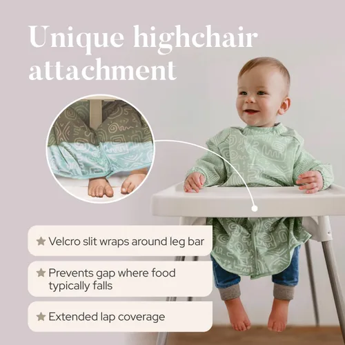 Vista 2 de Premium Baby Led Weaning Bib - Full Coverage with Lap Protection - Water-Resistant Long Sleeve Smock