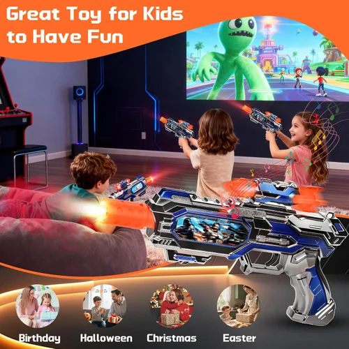 Vista 6 de Pistola de Juguete Luminosa con Efectos de Sonido y Pantalla Deslizante Giratoria, Pistolas de Juguete para Niños de 3 4 5 6 7 Años para Juego