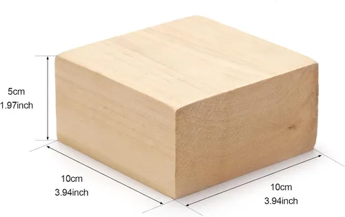Vista 2 de Bloques de tallado de tilo – Paquete de 2 bloques de madera de lubina de 4 x 4 x 2 pulgadas, kit de tallado de madera para principiantes, espacios